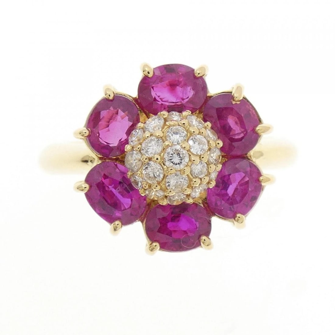 K18YG FLOWER RUBY RING - 2