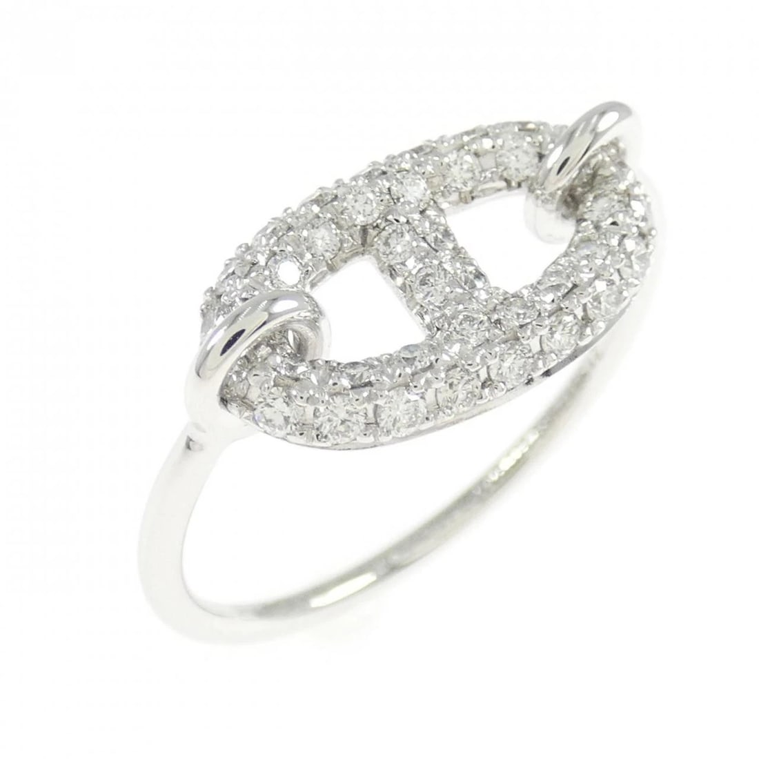 HERMES RONDE RING: HERMES Ronde Ring Brand: HERMES Type: Ring Material: 750 White Gold, Main Stone/Creation Natural Color: White Size: 5 (US size) Accessories: None Accessories Notice: When purchasing pre-ow