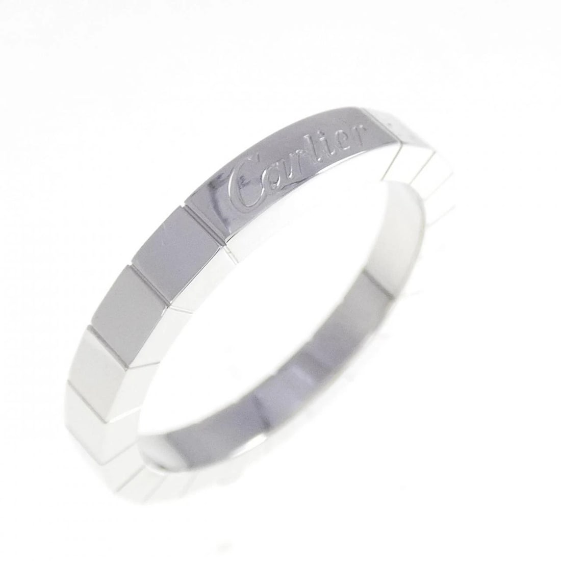 CARTIER LANIERES RING: Cartier Lanieres Ring Brand: Cartier Type: Ring Material: 750 White Gold, Color: White Gold Size: 7.5-8 US Accessories: None Accessories Notice: When purchasing pre-owned goods, please refer