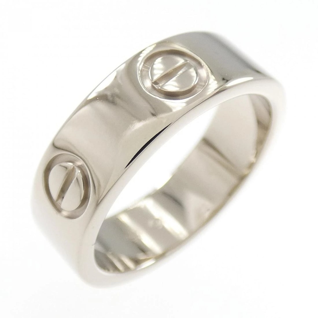 CARTIER LOVE RING: Cartier Love Ring Brand: Cartier Type: Ring Material: 750 White Gold, Color: White Gold Size: 5-5.5 US US Accessories: None Accessories Notice: When purchasing pre-owned goods, please refer