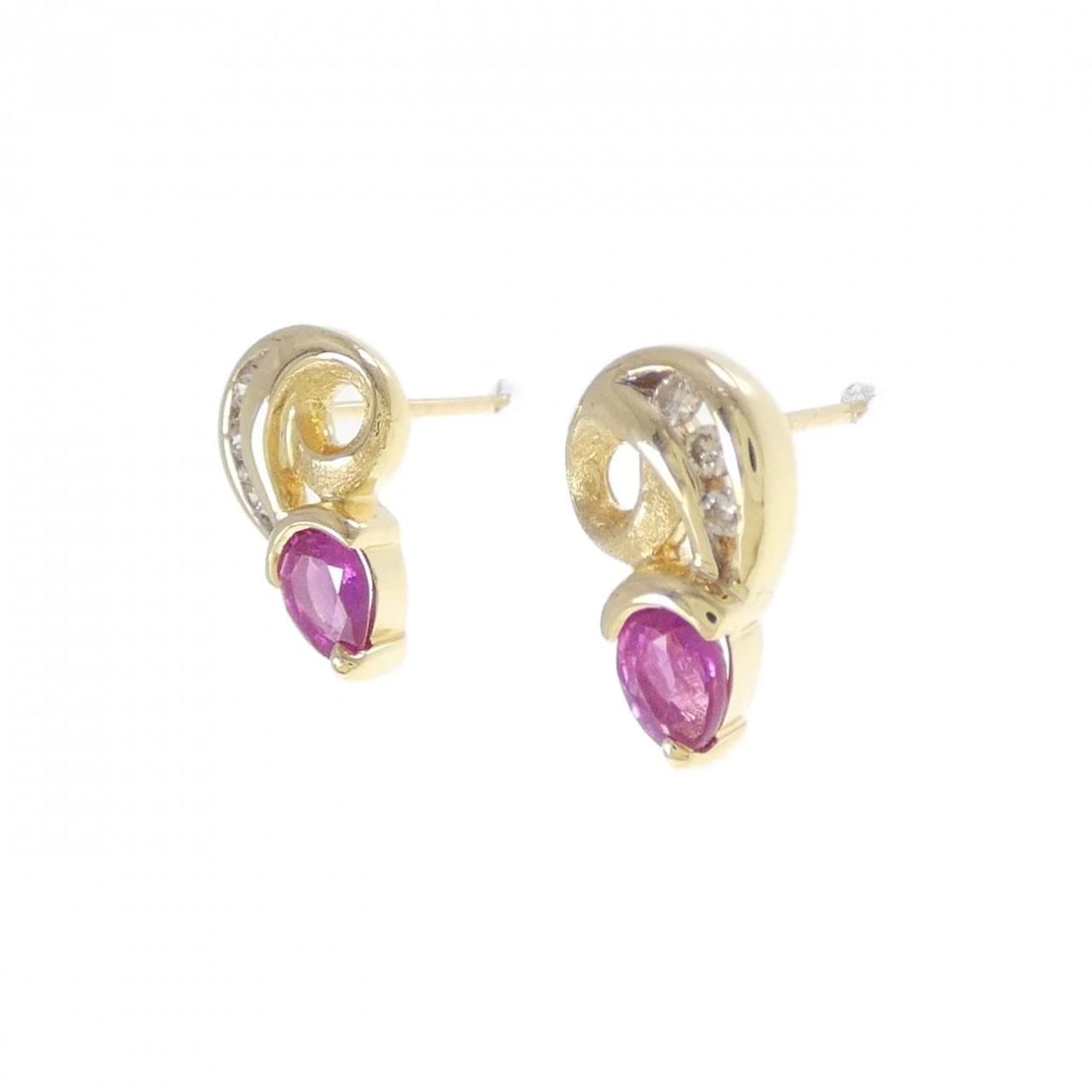 K18YG K18WG RUBY EARRINGS - 2