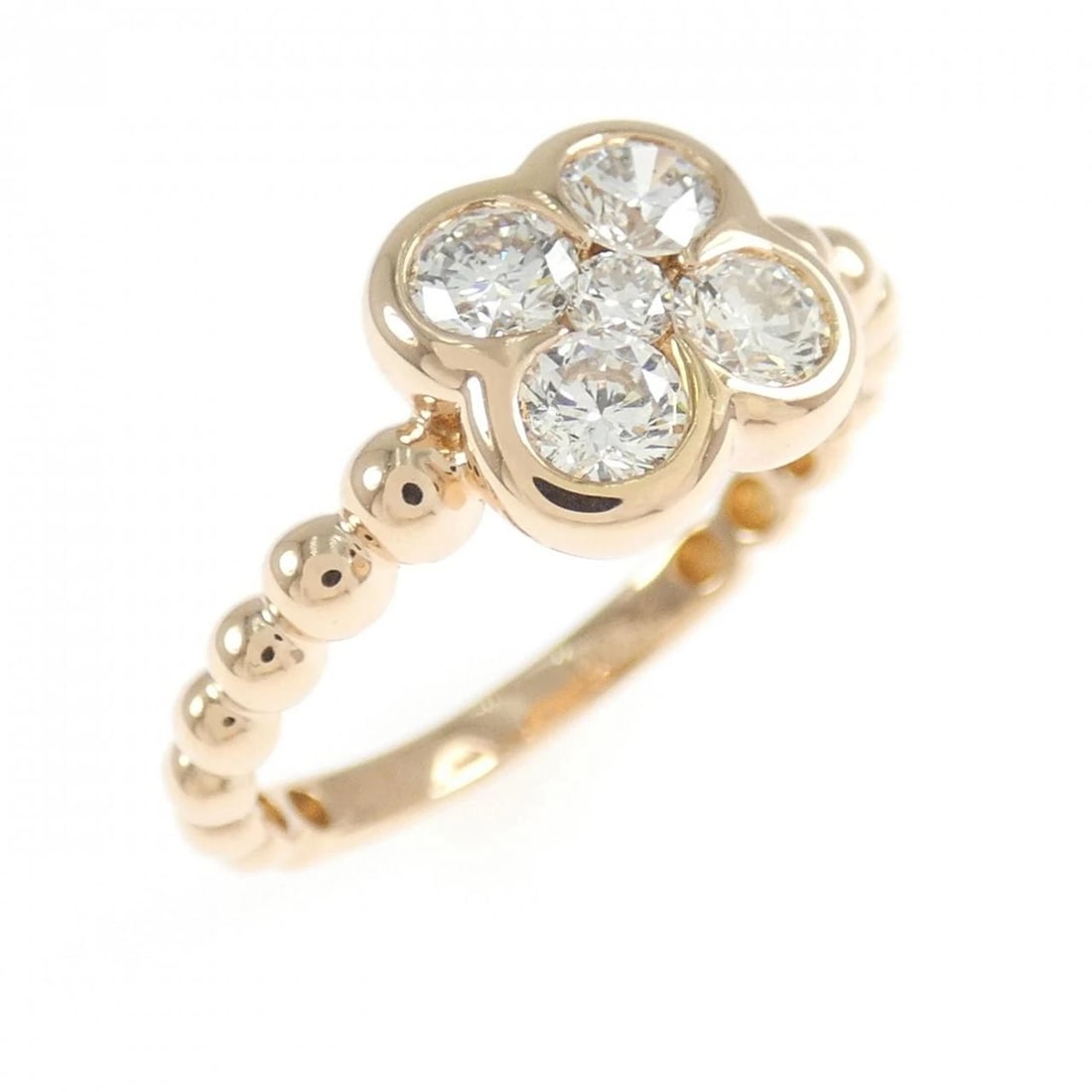 K18PG FLOWER DIAMOND RING: K18PG Flower Diamond Ring Brand: Unbranded Type: Ring Material: K18 Pink Gold, Main Stone/Creation Natural Color: Pink Gold Size: 6.5 ( US size) Accessories: None Accessories Notice: When