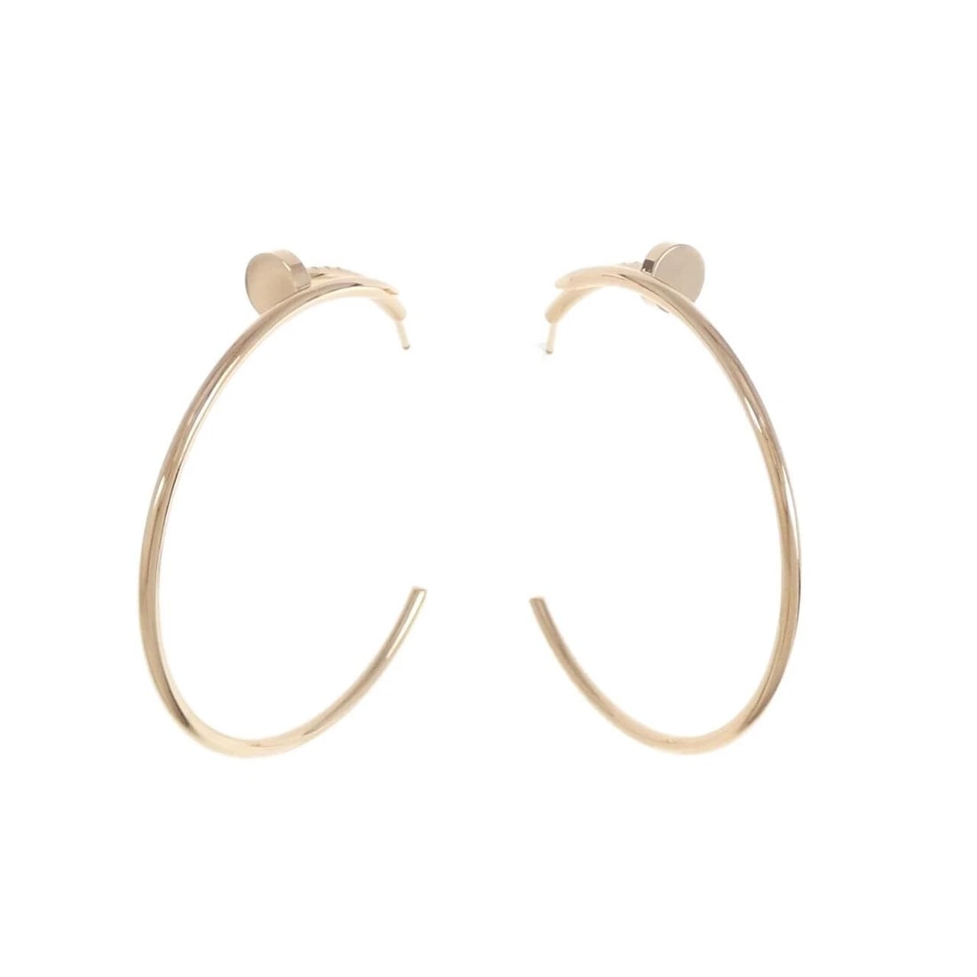 CARTIER JUSTE UN CLOU EARRINGS: Cartier Juste Un Clou Earrings Brand: Cartier Type: Earrings Material: 750 Pink Gold, Color: Pink Gold Size: ActualSize HxW: 43.7mmx7.7mm Accessories: None Accessories Notice: When purchasing
