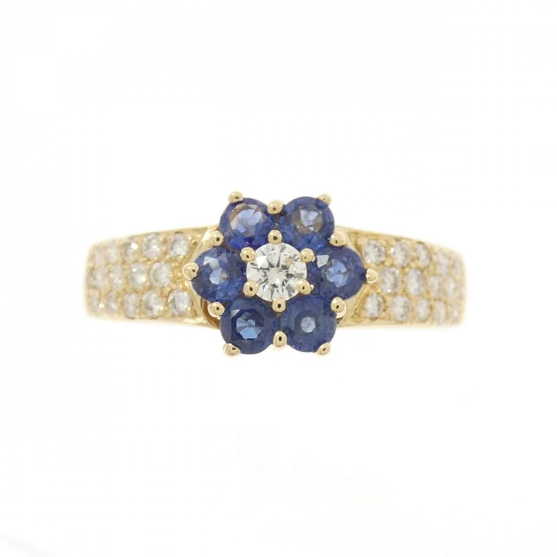 K18YG FLOWER SAPPHIRE RING - 2