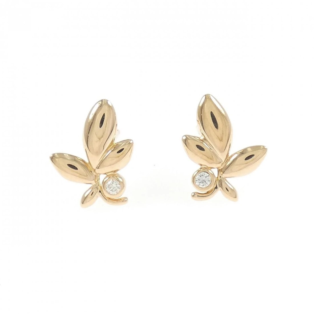 TIFFANY OLIVE LEAF EARRINGS: Tiffany Olive Leaf Earrings Brand: Tiffany Type: Earrings Material: 750 Pink Gold, Main Stone/Creation Natural Color: Pink Gold Size: ActualSize HxW: 11.4mmx8.6mm Accessories: None