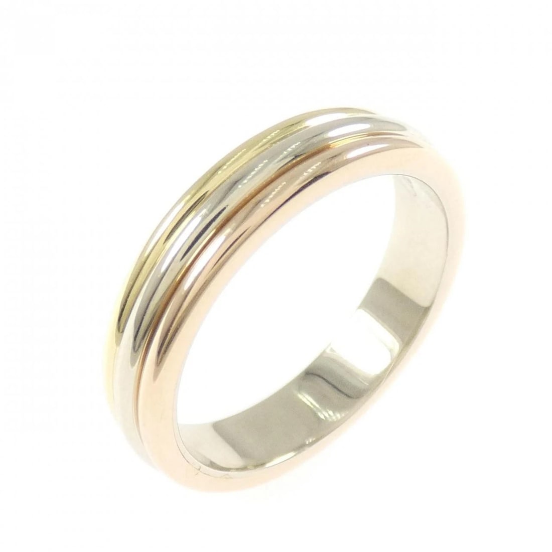 CARTIER THREE GOLD WEDDING RING: Cartier Three Gold Wedding Ring Brand: Cartier Type: Ring Material: 750 Yellow Gold 750 White Gold 750 Pink Gold, Color: Yellow Gold White Gold Pink Gold Size: 5US US Accessories: None Acce