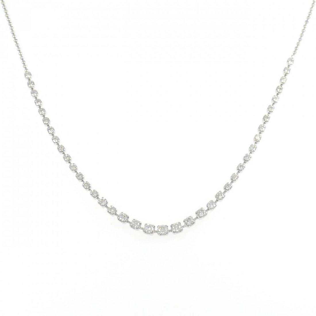 PT850 DIAMOND NECKLACE: PT850 Diamond Necklace Brand: Unbranded Type: Necklace Material: Platinum 850, Main Stone/Creation Natural Color: Silver Size: 45cmActualSize Max W: 2.3mm Chain Max. W: 1.1mm Accessories: