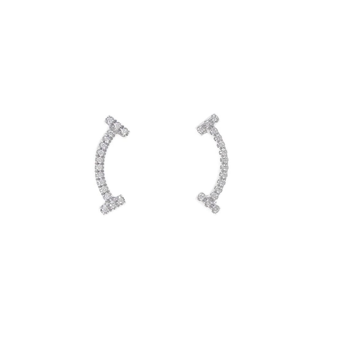 TIFFANY T SMILE EARRINGS: Tiffany T Smile Earrings Brand: Tiffany Type: Earrings Material: 750 White Gold, Main Stone/Creation Natural Color: White Gold Size: ActualSize HxW: 13.1mmx4.5mm Accessories: None Accessories