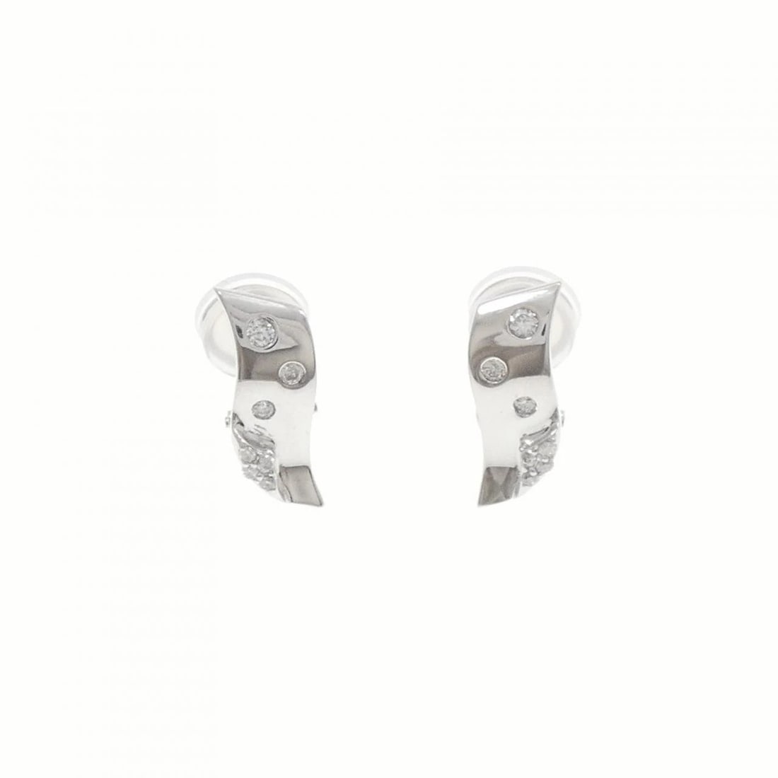 K18WG DIAMOND EARRINGS: K18WG Diamond Earrings Brand: Unbranded Type: Earrings Material: K18 White Gold, Main Stone/Creation Natural Color: White Gold Size: ActualSize HxW: 15.8mmx6.2mm Accessories: None Accessor