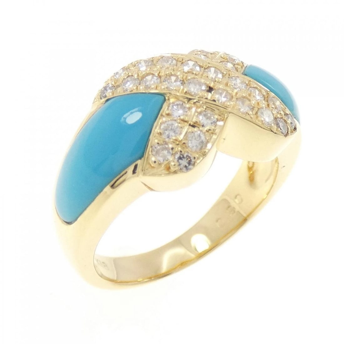 K18YG TURQUOISE RING: K18YG Turquoise Ring Brand: Unbranded Type: Ring Material: K18 Yellow Gold, Main Stone/Creation torquois Color: Yellow Gold Size: 5 US Accessories: None Accessories Notice: When purchasing