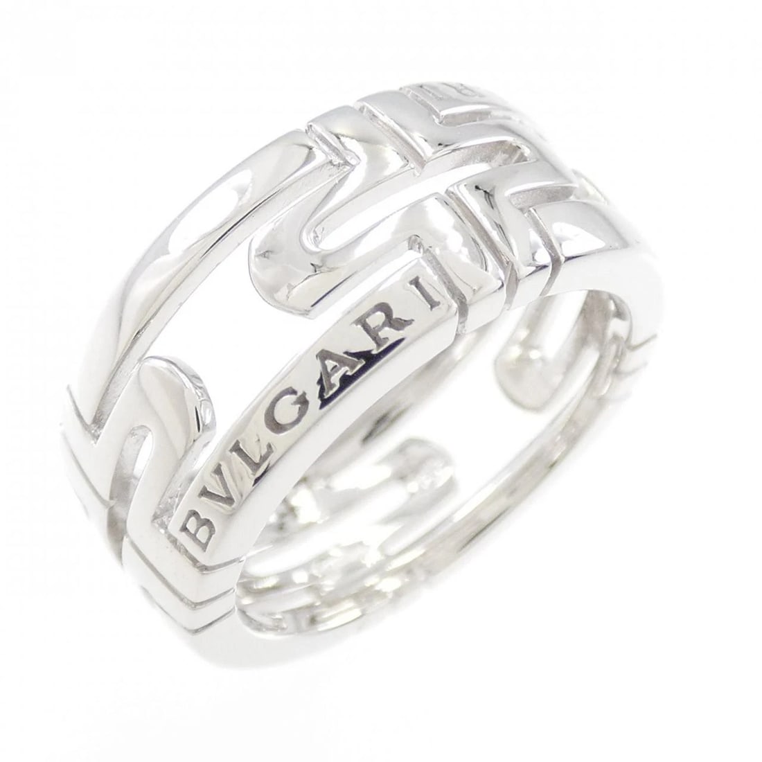 BVLGARI PARENTESI SMALL RING: BVLGARI Parentesi Small Ring Brand: BVLGARI Type: Ring Material: 750 White Gold, Color: White Size: 4 (US size) Accessories: None Accessories Notice: When purchasing pre-owned goods, please