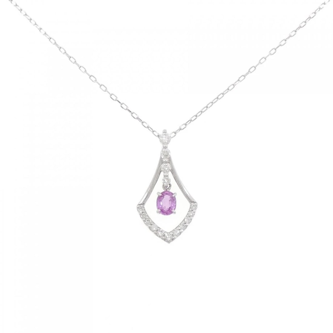 K18WG SAPPHIRE NECKLACE: K18WG Sapphire Necklace Brand: Unbranded Type: Necklace Material: K18 White Gold, Main Stone/Creation Main Stone SapphireSide Stone Diamond Color: White Gold Size: 45cmActualSize Pendant top H