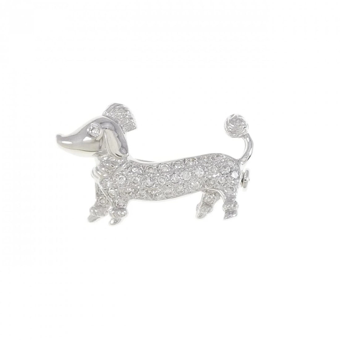 K18WG DOG DIAMOND BROOCH: K18WG Dog Diamond Brooch Brand: Unbranded Type: Pendant Brooch Material: K18 White Gold, Main Stone/Creation Natural Color: White Gold Size: ActualSize HxW: 15.3mmx24.9mm Accessories: None