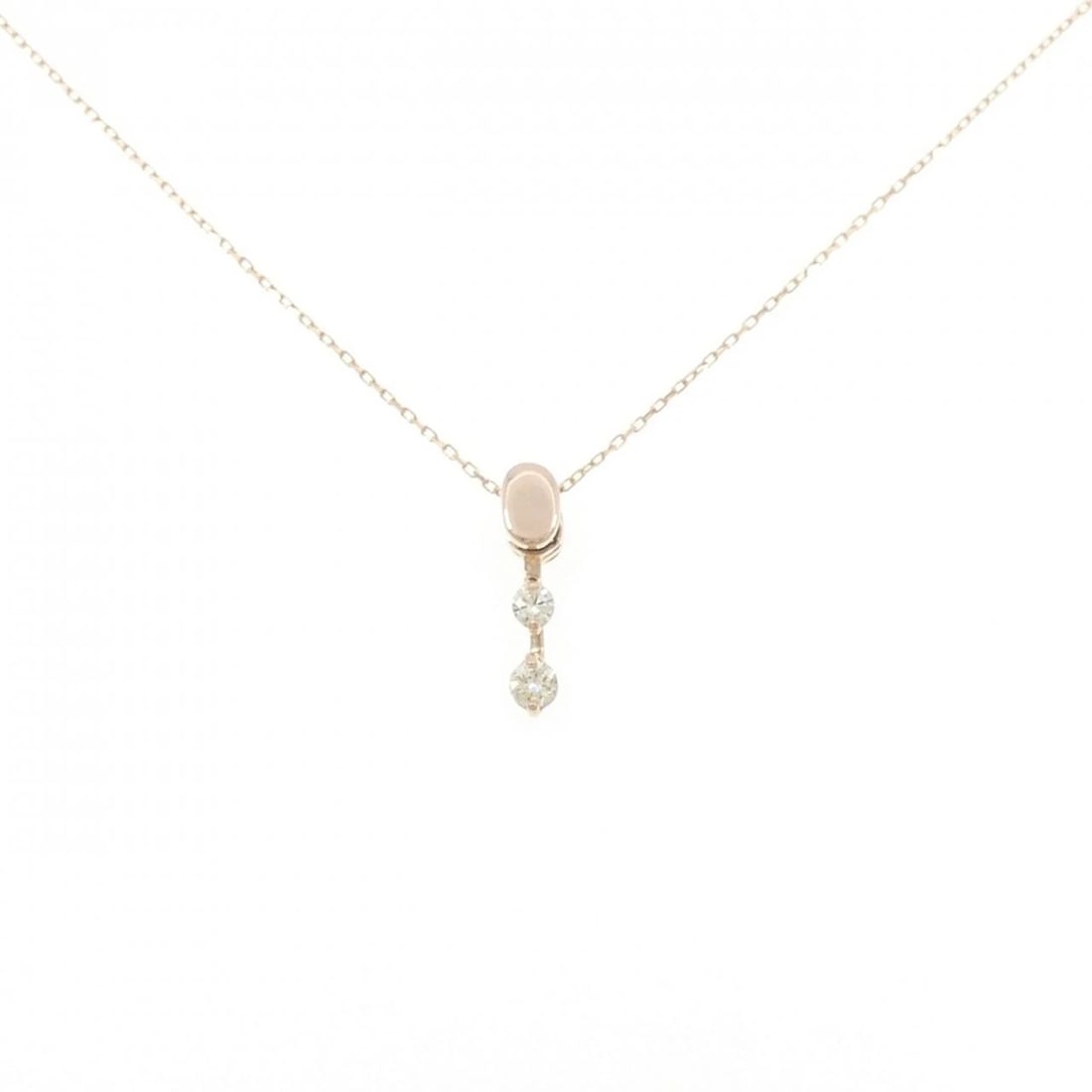 K18PG DIAMOND NECKLACE: K18PG Diamond Necklace Brand: Unbranded Type: Necklace Material: K18 Pink Gold, Main Stone/Creation Natural Color: Pink Gold Size: 46cmActualSize Pendant top H x W: 16.7mmx3.9mm Chain Max. W:
