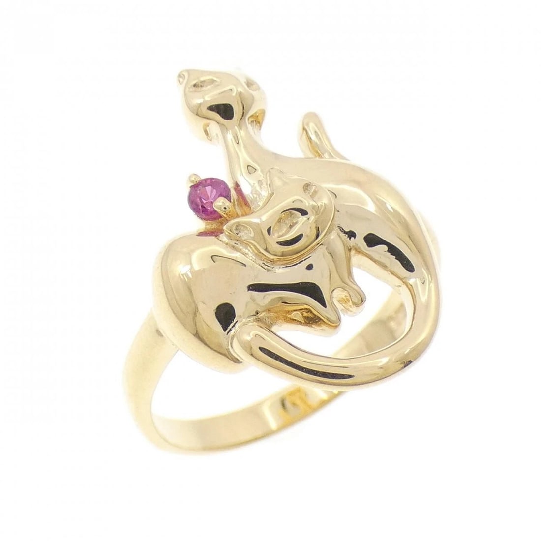 K18YG CAT RUBY RING: K18YG Cat Ruby Ring Brand: Unbranded Type: Ring Material: K18 Yellow Gold, Main Stone/Creation RUBY Color: Yellow Gold Size: 6.5 US Accessories: None Accessories Notice: When purchasing