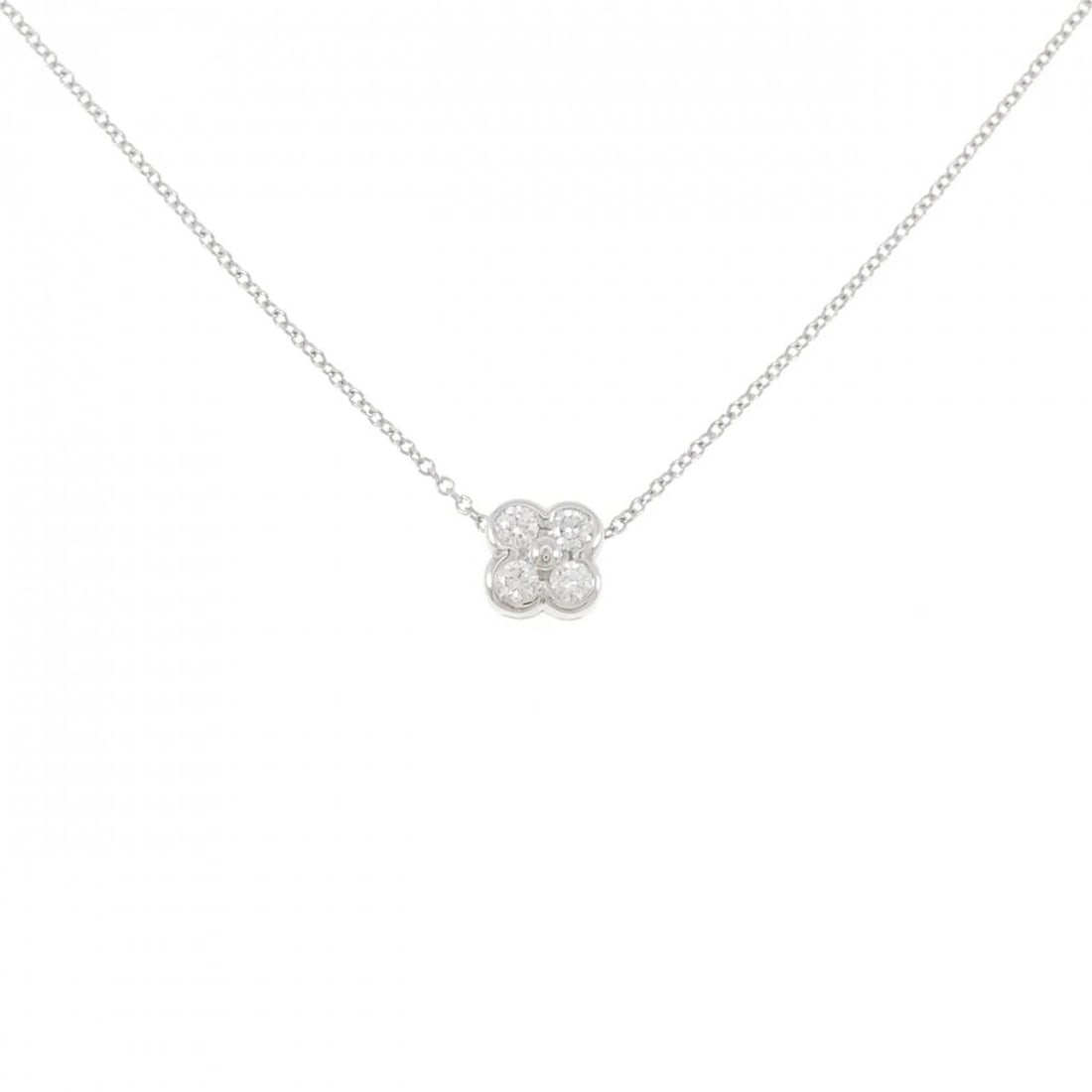 TIFFANY 4 BEZEL NECKLACE: Tiffany 4 Bezel Necklace Brand: Tiffany Type: Necklace Material: Platinum 950, Main Stone/Creation Natural Color: White Size: 41cmActualSize Pendant top H x W: 6.7mmx6.7mm Chain Max. W: 1.0mm 