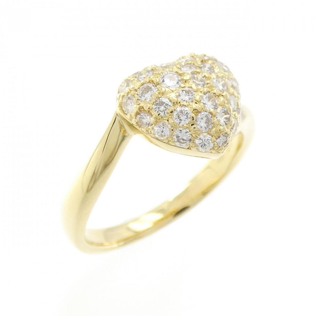 750YG HEART PAVE DIAMOND RING: 750YG Heart Pave Diamond Ring Brand: Unbranded Type: Ring Material: 750 Yellow Gold, Main Stone/Creation natural Color: Yellow Gold Size: 5.5 US Accessories: None Accessories Notice: When