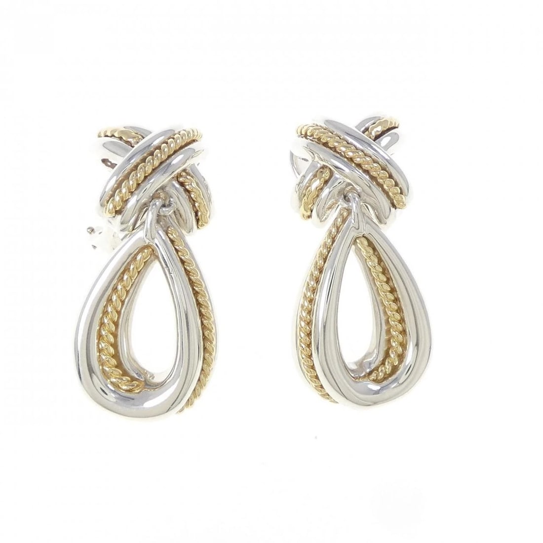 TIFFANY & CO. SIGNATURE EARRINGS: Tiffany & Co. Signature Earrings Brand: Tiffany Type: Earrings Material: 925 Silver 750 Yellow Gold, Color: SilverYellow Gold" Size: ActualSize HxW: 37.2mmx16.3mm Accessories: None