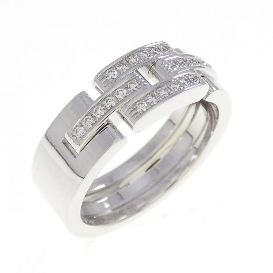 CARTIER MAILLON PANTHERE SMALL RING: Cartier Maillon Panthere Small Ring Brand: Cartier Type: Ring Material: 750 White Gold, Main Stone/Creation Natural Color: White Gold Size: 5.5 US US Accessories: None Accessories Notice: