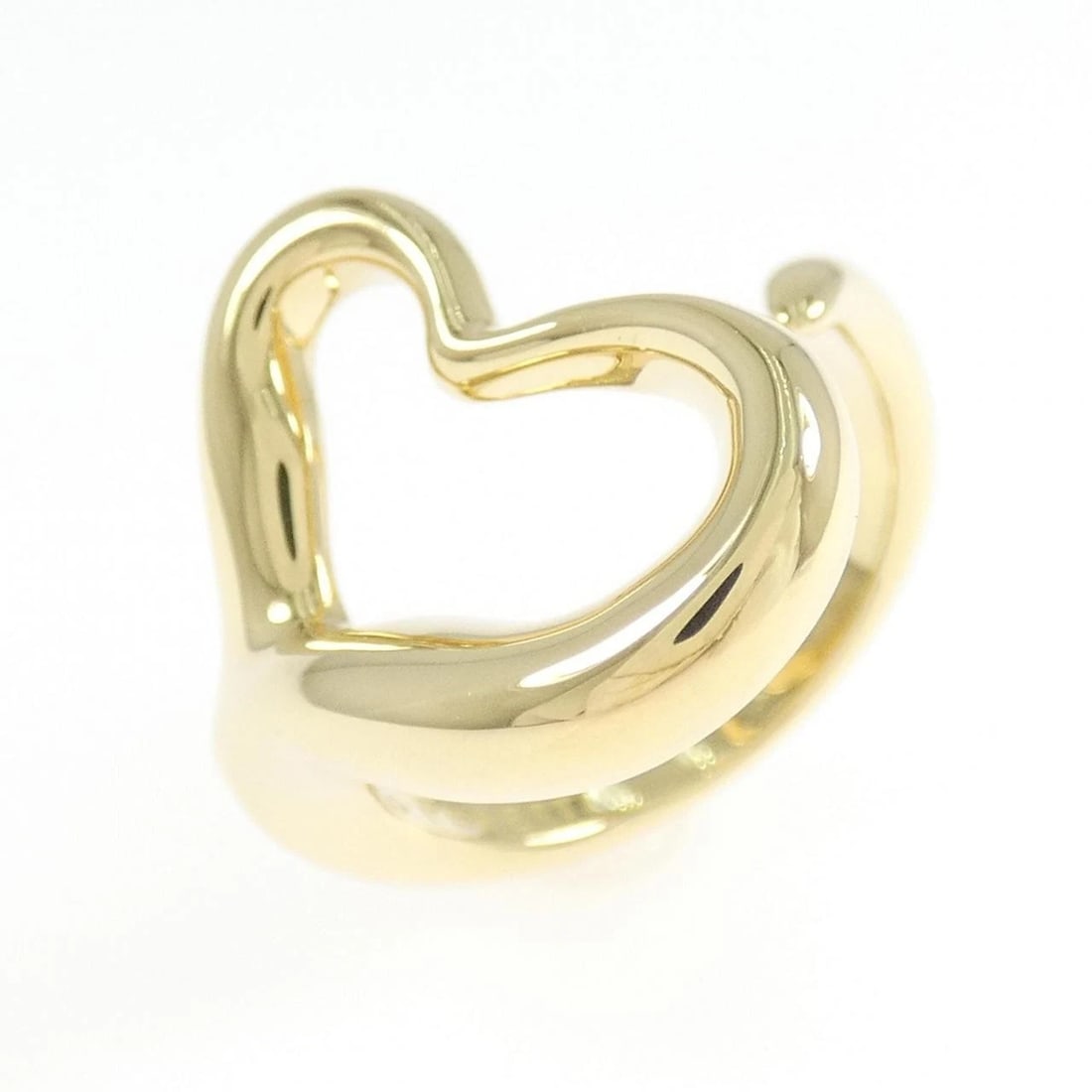 TIFFANY & CO. OPEN HEART RING: Tiffany & Co. Open Heart Ring Brand: Tiffany Type: Ring Material: 750 Yellow Gold, Color: Yellow Gold Size: 5.5 US Accessories: None Accessories Notice: When purchasing pre-owned goods,
