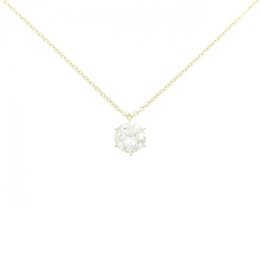 K18YG DIAMOND NECKLACE: K18YG Diamond Necklace Brand: Unbranded Type: Necklace Material: K18 Yellow Gold, Main Stone/Creation Natural Color: YG Size: 45cmActualSize Pendant top H x W: 8.2mmx5.2mm Chain Max. W: 0.8mm 