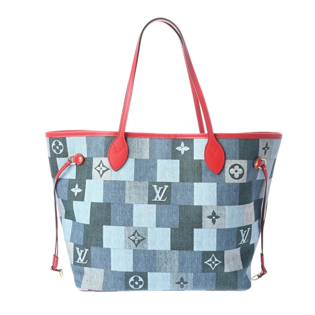 LOUIS VUITTON NEVERFULL MM MONOGRAM DENIM MONOGRAM TOTE BAG: LOUIS VUITTON Neverfull MM Monogram denim Monogram Tote Bag Brand: LOUIS VUITTON Type: Tote Bag Material: Monogram denim Color: blue Size: H:about 11.4inch W:about 12.6inch (Bottom) D:about 6.3inc
