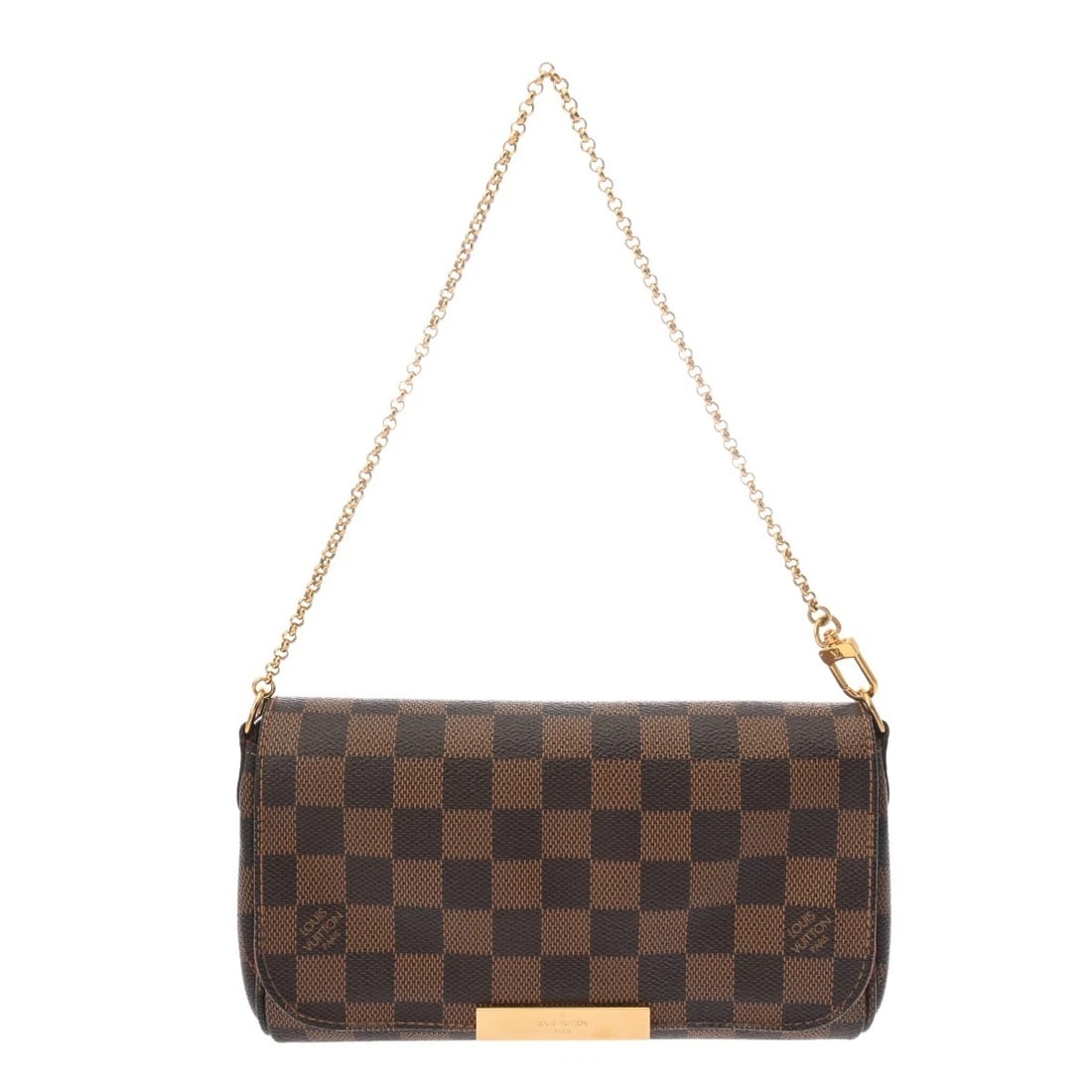 LOUIS VUITTON DAMIER CANVAS/LEATHER EBENE/GOLD SHOULDER BAG (1 of 8)