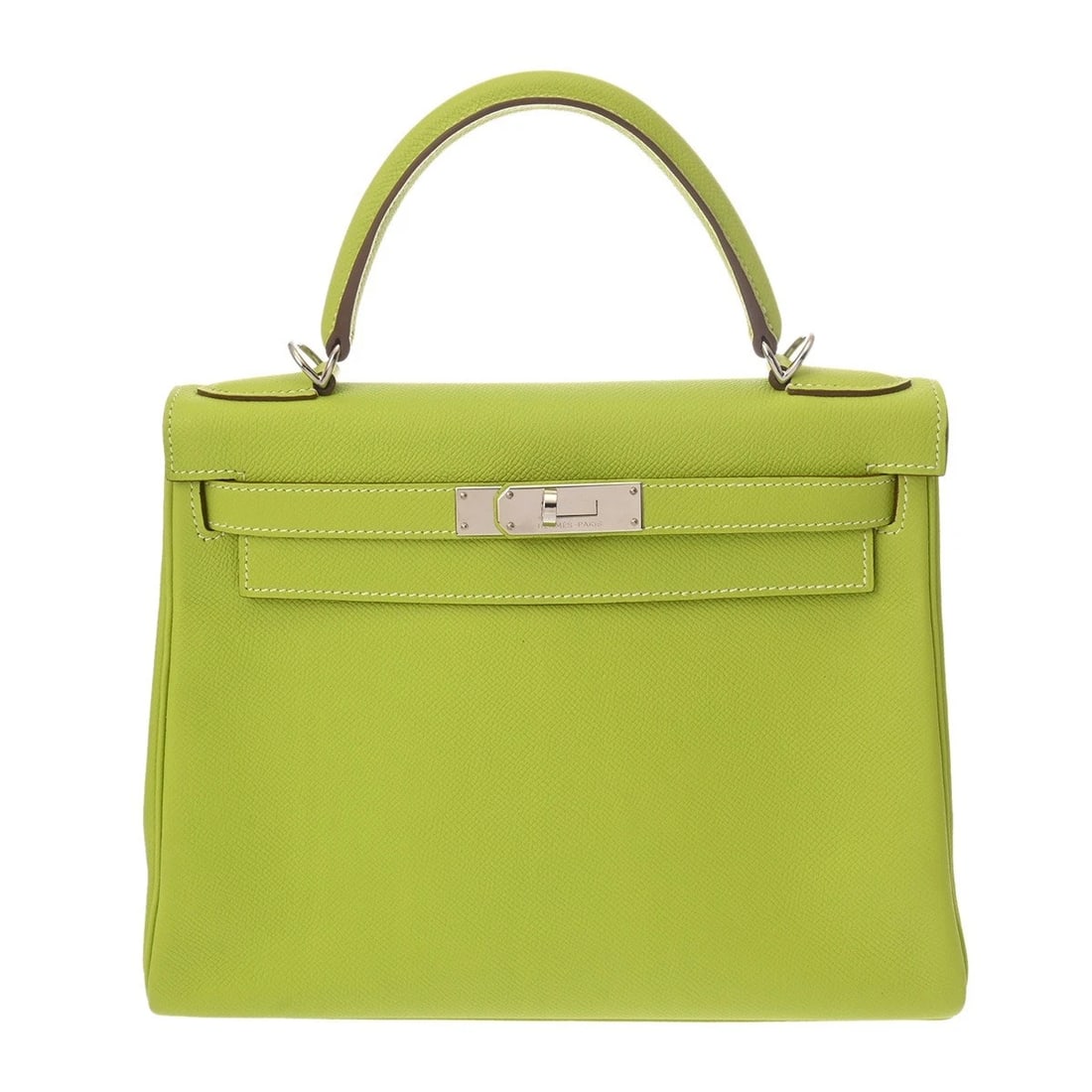 HERMES KELLY 28 INNER STITCH CANDY VEAU EPSOM KIWI / RIKEN HANDBAG HANDBAG: HERMES Kelly 28 Inner Stitch Candy Veau Epsom Kiwi / Riken Handbag Handbag Brand: HERMES Type: Handbag Material: Veau Epsom Color: Kiwi / Riken × SilverMetal Size: H:about 8.3inch W:about 11.0inc