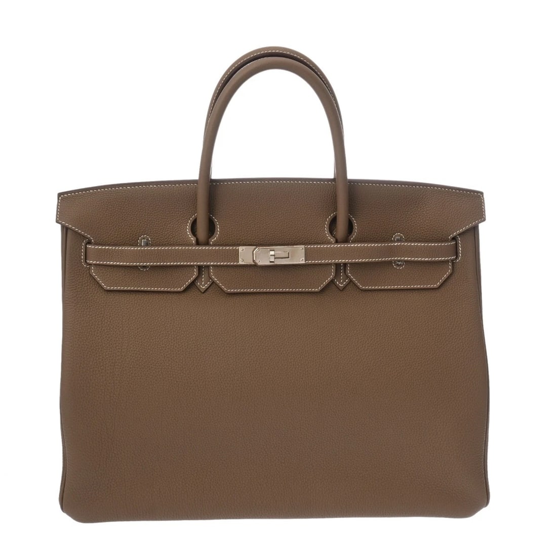 HERMES BIRKIN 40 TOGO ETOPE UNISEX HANDBAG HANDBAG: HERMES Birkin 40 Togo Etope unisex Handbag Handbag Brand: HERMES Type: Handbag Material: Togo Color: Etope × SilverMetal Size: H:about 11.4inch W:about 15.7inch D:about 7.9inch Accessories: