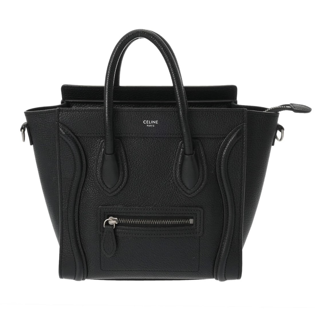 CELINE LUGGAGE NANO 2WAY DRUMMED CALF BLACK HANDBAG HANDBAG (1 of 8)