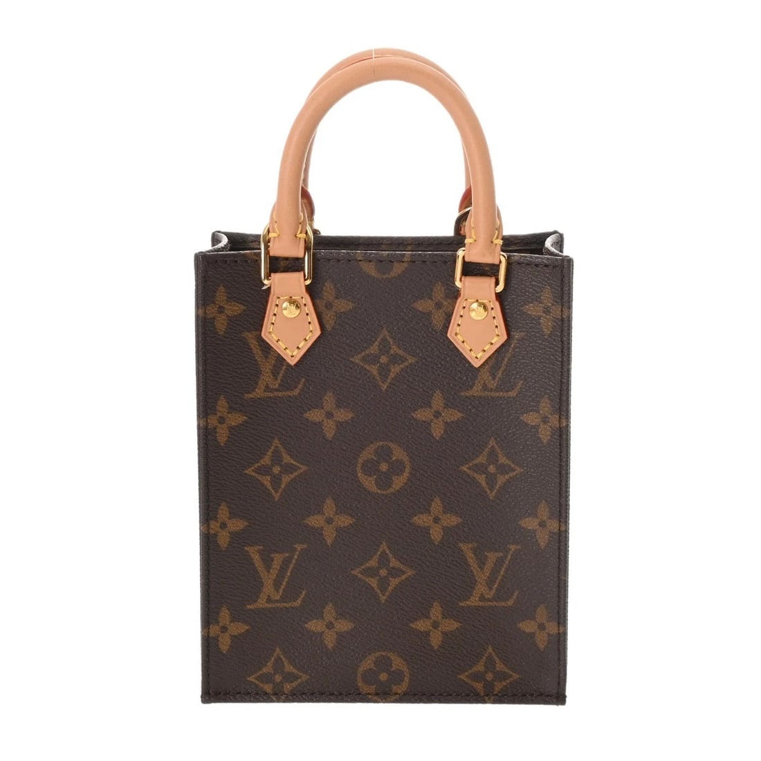 LOUIS VUITTON PETIT SAC PLAT 2WAY MONOGRAM HANDBAG: LOUIS VUITTON Petit Sac Plat 2WAY Monogram Handbag Brand: LOUIS VUITTON Type: Handbag Material: Monogram canvas Color: Brown Size: H:about 6.7inch W:about 5.3inch D:about 2.0inch