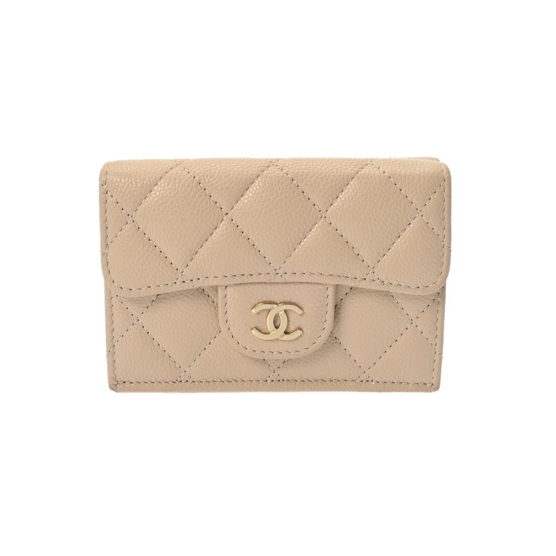 CHANEL CLASSIC SMALL FLAP WALLET MATRASSE BEIGE TRI-FOLD WALLET TRI-FOLD WALLET (1 of 6)