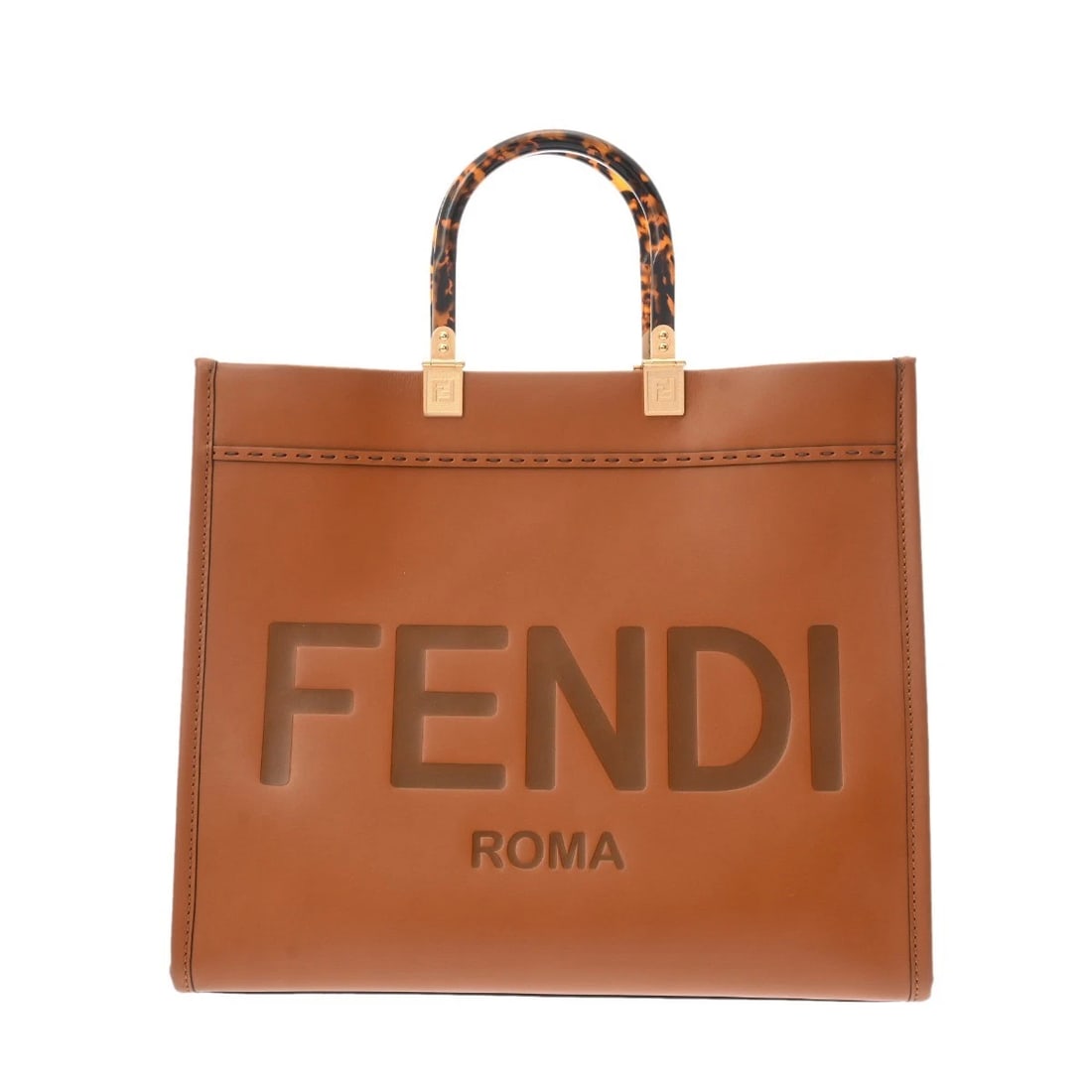 FENDI SUNSHINE CALF LEATHER BROWN TOTE BAG TOTE BAG: FENDI Sunshine Calf leather Brown Tote Bag Tote Bag Brand: FENDI Type: Tote Bag Material: Calf leather Color: Brown × Gold Metal Size: H:about 12.0inch W:about 14.2inch (Bottom) D:about 6.1inch S