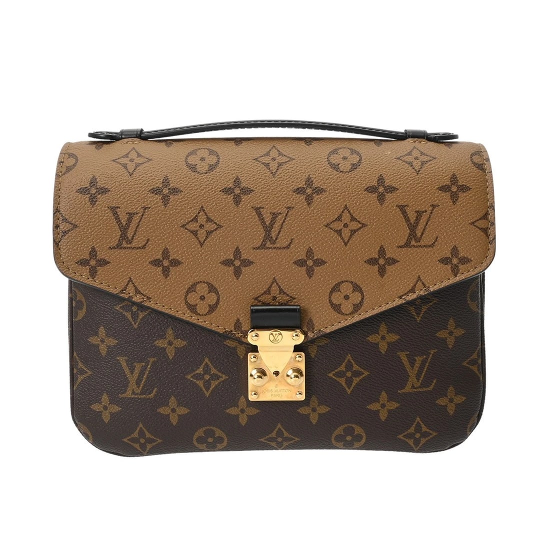 LOUIS VUITTON POCHETTE METIS MONOGRAM REVERSE HANDBAG: LOUIS VUITTON Pochette Metis Monogram reverse Handbag Brand: LOUIS VUITTON Type: Handbag Material: Monogram canvas Color: Brown Size: H:about 7.5inch W:about 9.8inch D:about 2.8inch Shoulder:about