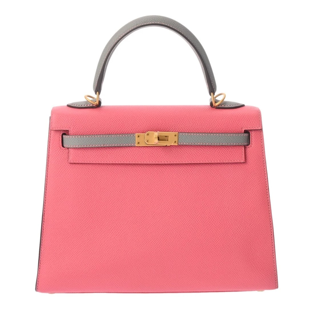 HERMES KELLY 25 OUTSIDE STITCHING SP ORDER VEAU EPSOM HANDBAG: HERMES Kelly 25 Outside stitching SP order Veau Epsom Handbag Brand: HERMES Type: Handbag Material: Veau Epsom Color: Rose Azalee/Grimette × Matte Gold Metal Size: H:about 7.5inch W:about 9.8inch