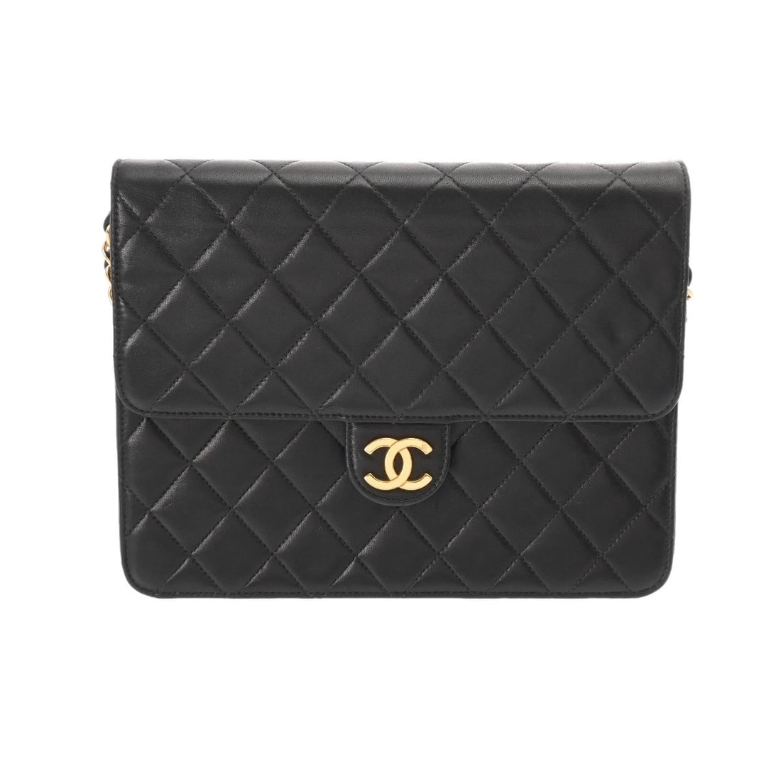 CHANEL PUSH LOCK CHAIN SHOULDER MATRASSE LAMBSKIN SHOULDER BAG: CHANEL Push Lock Chain Shoulder Matrasse lambskin Shoulder Bag Brand: CHANEL Type: Shoulder Bag Material: lambskin Color: black × Gold Metal Size: H:about 6.7inch W:about 8.7inch D:about
