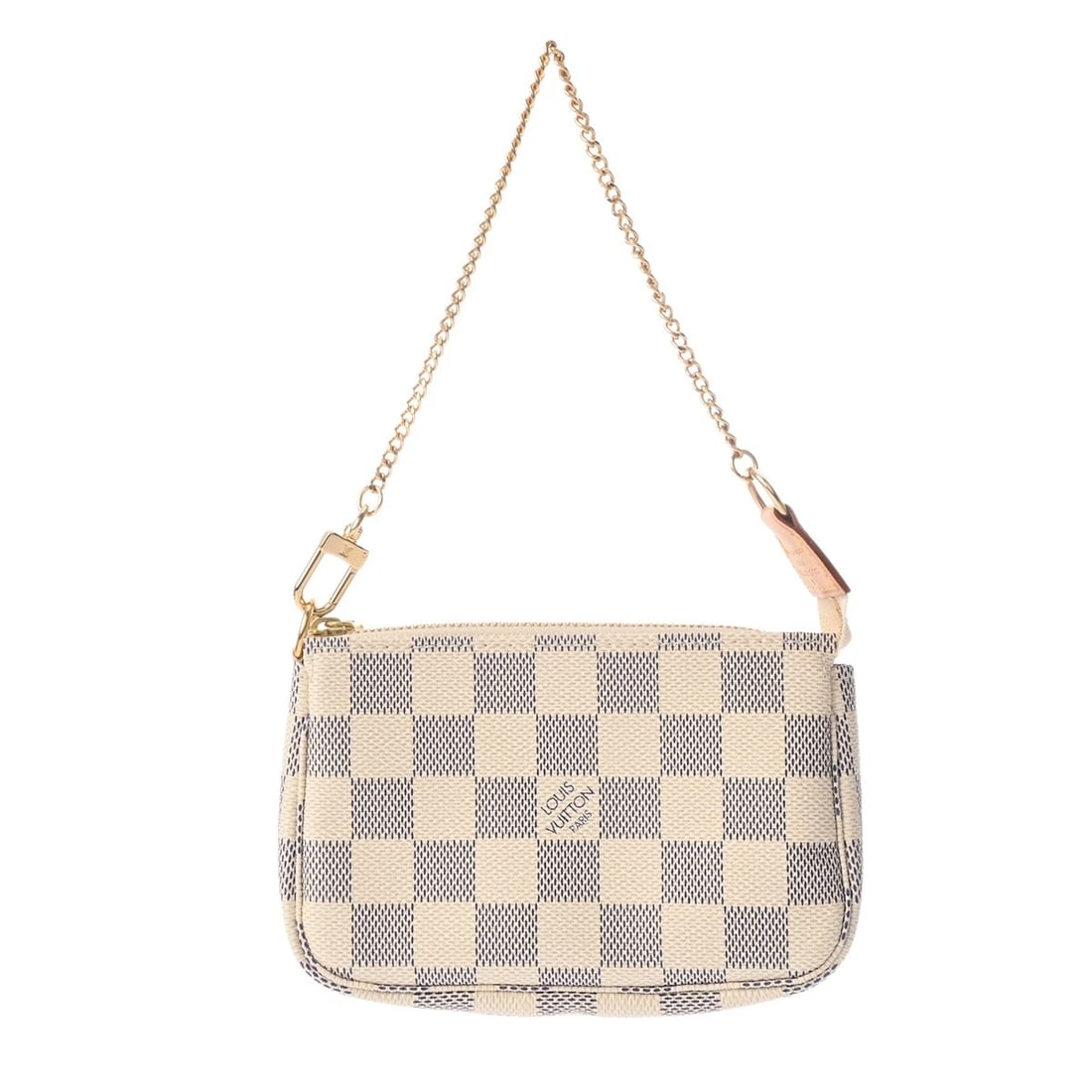 LOUIS VUITTON MINI POCHETTE ACCESSOIRES DAMIER ACCESSORY POUCH: LOUIS VUITTON Mini pochette Accessoires Damier Accessory pouch Brand: LOUIS VUITTON Type: Accessory pouch Material: Damier Azur Canvas Color: white Size: H:about 3.9inch W:about 5.7inch Accessori
