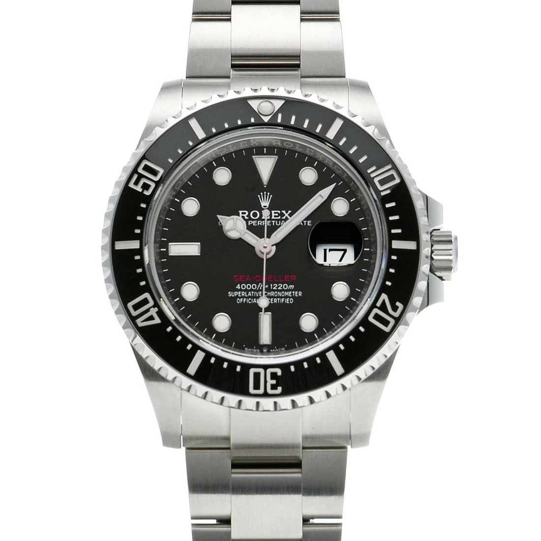 ROLEX SEA DWELLER BLACK CASE WATCH: ROLEX Sea Dweller Black Case Watch Brand: ROLEX Type: N/A Material: Band Material Stainless, Case Material Sapphire Crystal Color: Band Color Black Size: Band Size none, Case Size 43×43mm Access