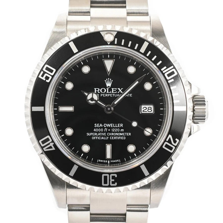 ROLEX SEA DWELLER BLACK WATCH: ROLEX Sea Dweller Black Watch Brand: ROLEX Type: N/A Material: Band Material Stainless Steel/Bracelet, Case Material N/A Color: Band Color Black Size: Band Size none, Case Size 40mm Accessories:
