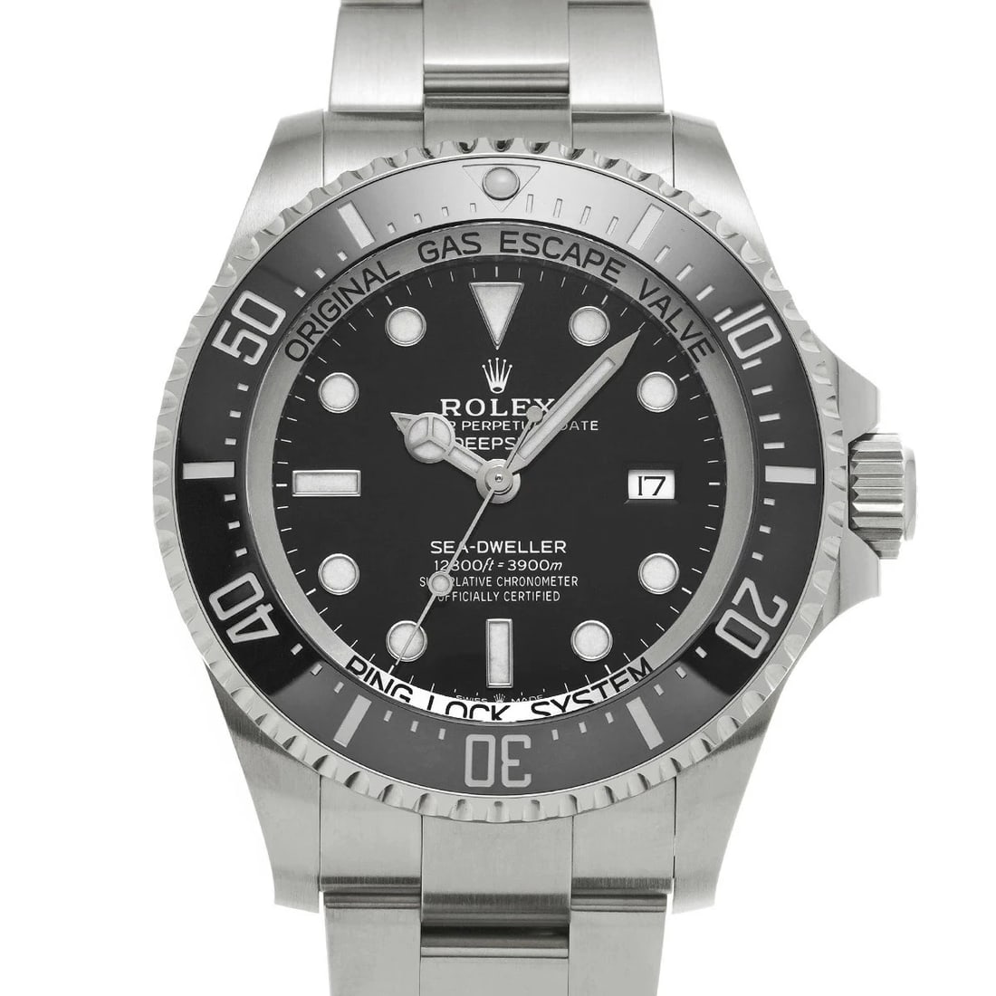 ROLEX SEA DWELLER DEEP BLACK WATCH: ROLEX Sea Dweller Deep Black Watch Brand: ROLEX Type: N/A Material: Band Material Stainless, Case Material Sapphire Crystal Color: Band Color Black Size: Band Size none, Case Size 44×44mm 