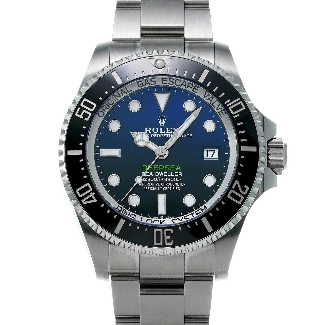ROLEX SEA DWELLER DEEP BLUE WATCH: ROLEX Sea Dweller Deep Blue Watch Brand: ROLEX Type: N/A Material: Band Material Stainless, Case Material Sapphire Crystal Color: Band Color Blue Size: Band Size none, Case Size 44×44mm 