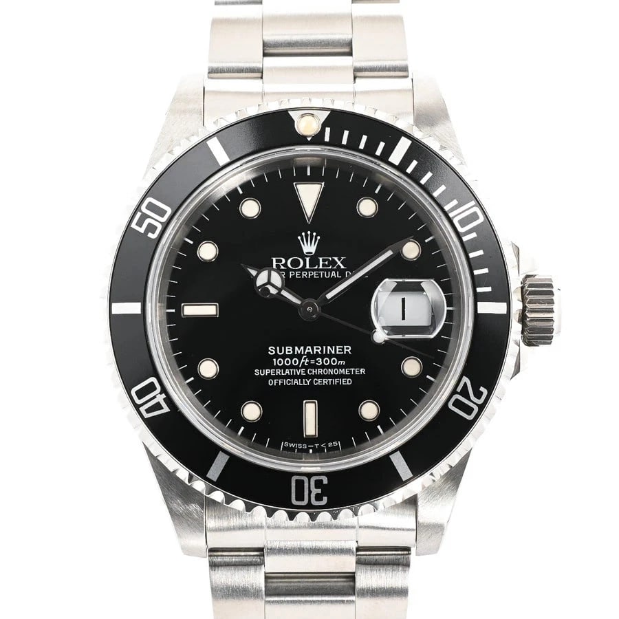 ROLEX SUBMARINER BLACK WATCH: ROLEX Submariner Black Watch Brand: ROLEX Type: N/A Material: Band Material Stainless Steel/Bracelet, Case Material N/A Color: Band Color Black Size: Band Size none, Case Size 40mm Accessories: N