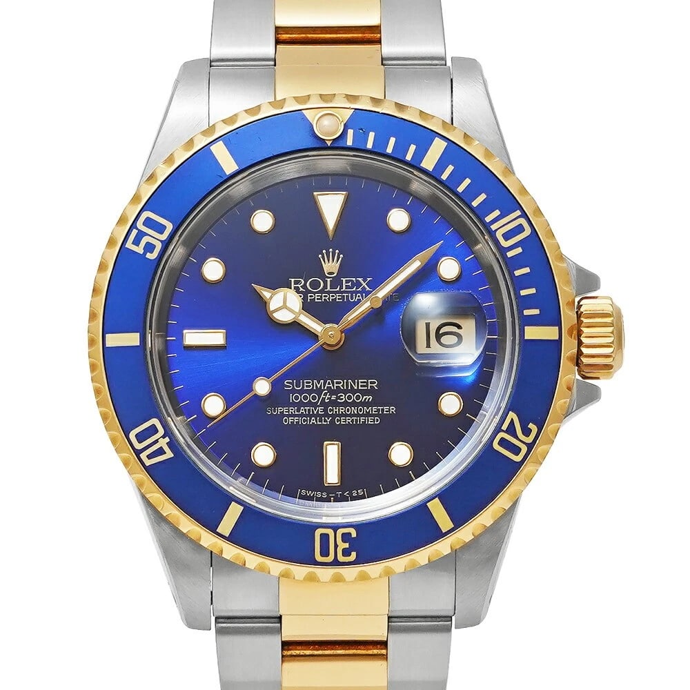 ROLEX SUBMARINER BLUE WATCH: ROLEX Submariner Blue Watch Brand: ROLEX Type: Wristwatch Material: Band Material Stainless Steel X Yellow Gold, Case Material NA Color: Band Color Blue Size: Band Size NA, Case Size 40mm x