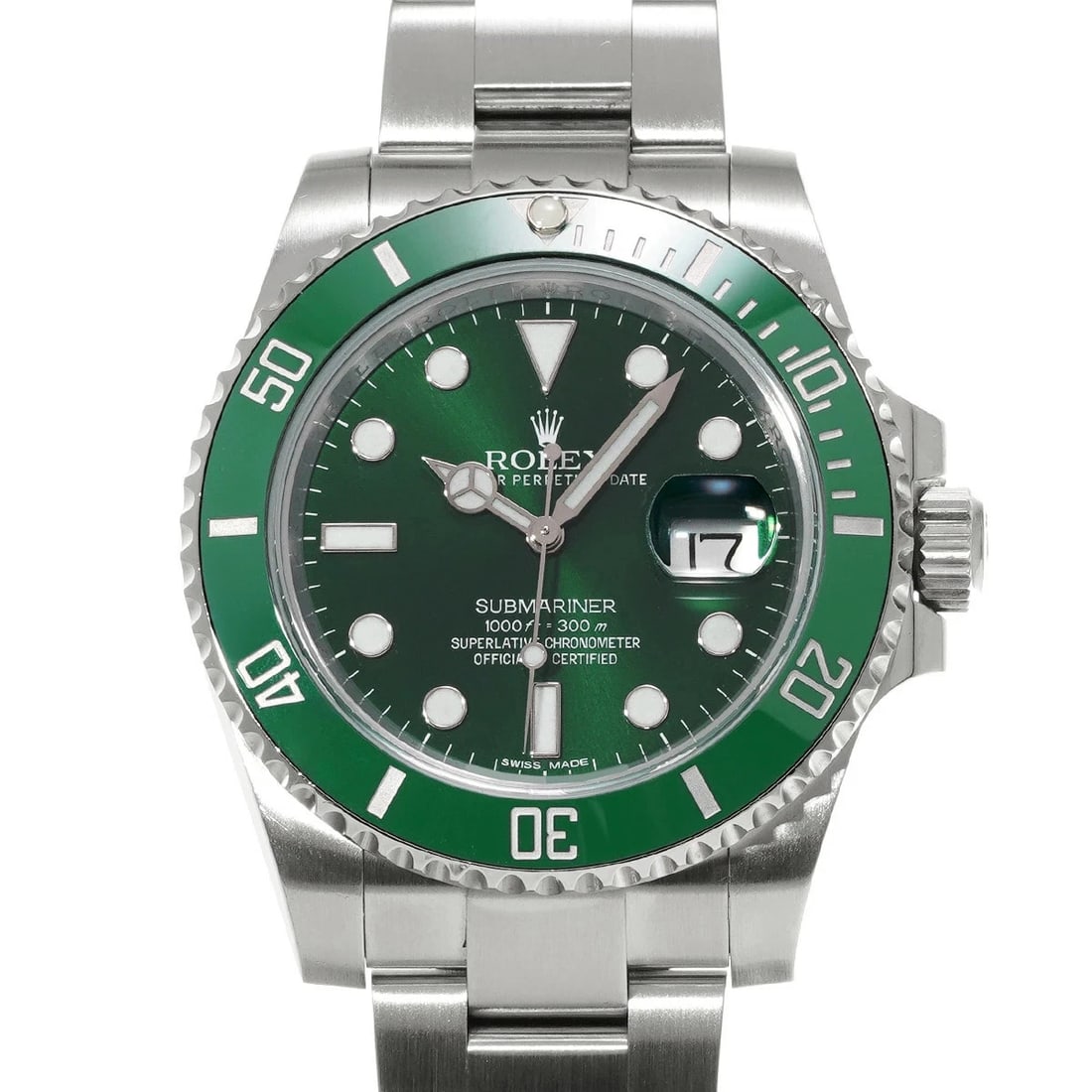 ROLEX SUBMARINER GREEN WATCH: ROLEX Submariner Green Watch Brand: ROLEX Type: N/A Material: Band Material Stainless, Case Material Sapphire Crystal Color: Band Color Green Size: Band Size none, Case Size 40×40mm 