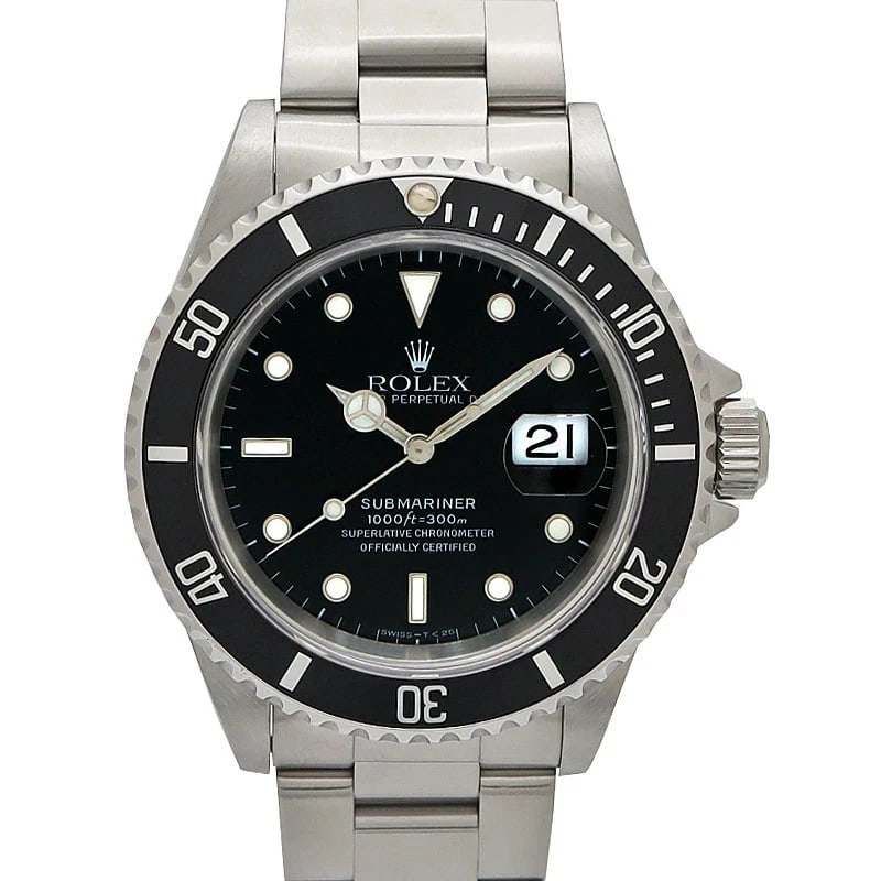 ROLEX SUBMARINER BLACK WATCH: ROLEX Submariner Black Watch Brand: ROLEX Type: N/A Material: Band Material Ss (Stainless Steel), Case Material N/A Color: Band Color Black Size: Band Size none, Case Size 40mm Accessories: None