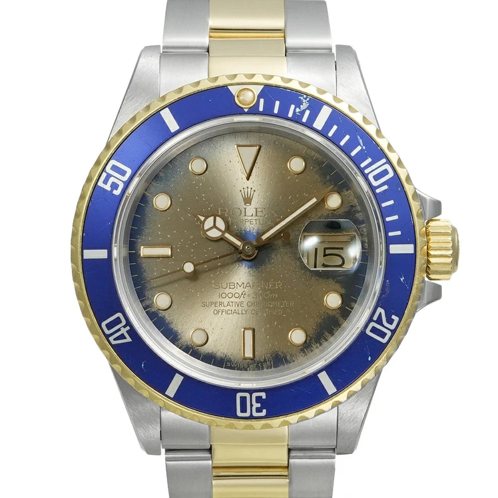 ROLEX SUBMARINER BLUE WATCH: ROLEX Submariner Blue Watch Brand: ROLEX Type: N/A Material: Band Material Stainless Steel And Yellow Gold, Case Material N/A Color: Band Color Blue Size: Band Size none, Case Size 40mm x 40mm Ac