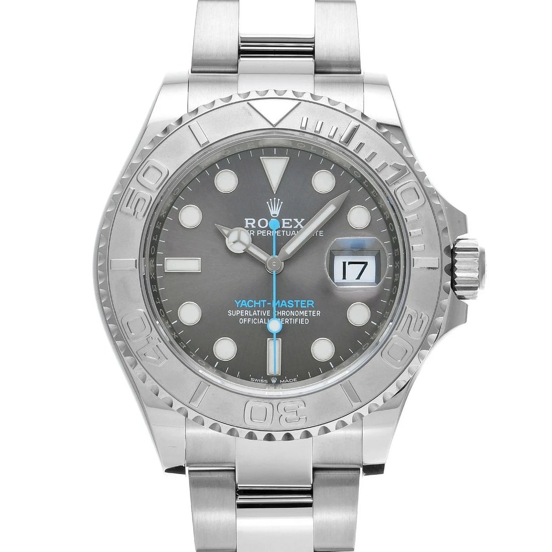ROLEX YACHT MASTER WATCH: ROLEX Yacht Master Watch Brand: ROLEX Type: N/A Material: Band Material Stainless, Case Material Sapphire Crystal Color: Band Color N/A Size: Band Size none, Case Size 40×40mm Accessories: None