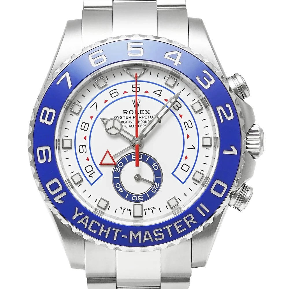 ROLEX YACHT MASTER WHITE WATCH: ROLEX Yacht Master White Watch Brand: ROLEX Type: N/A Material: Band Material Stainless Steel, Case Material N/A Color: Band Color White Size: Band Size none, Case Size 44mm x 44mm Accessories: N