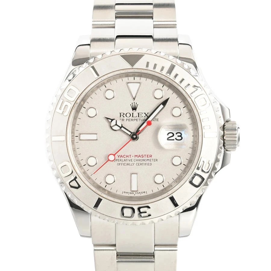 ROLEX YACHT MASTER ROLESIUM GRAY WATCH: ROLEX Yacht Master Rolesium Gray Watch Brand: ROLEX Type: N/A Material: Band Material Stainless Steel/Platinum/Bracelet, Case Material N/A Color: Band Color Gray Size: Band Size none, Case