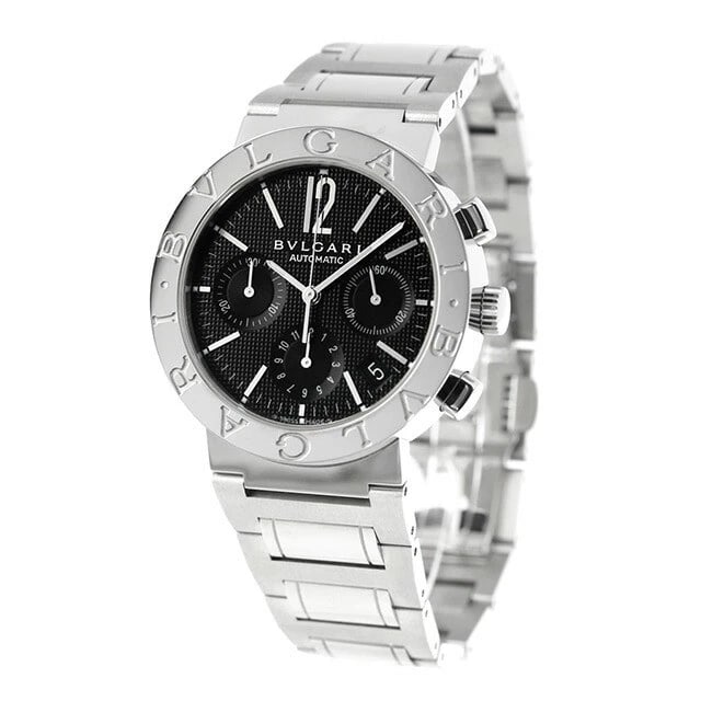 BVLGARI BLACK CHRONOGRAPH STAINLESS WATCH: BVLGARI Black Chronograph Stainless Watch Brand: Bvlgari Type: Wristwatch Material: Band Material Stainless Steel, Case Material Stainless Steel Color: Band Color Dial Color Black Case Color